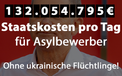 132.054.795 Euro Staatskosten für Asylbewerber – PRO TAG!