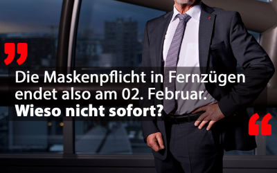 Viel zu spät: Maskenpflicht in Fernzügen endet am 02. Februar